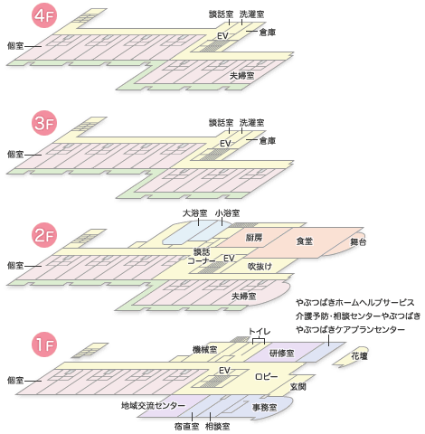 ケアハウスやぶつばきフロアガイド